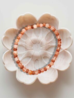6mm Sunstone Bracelet Orange Sandstone Handmade